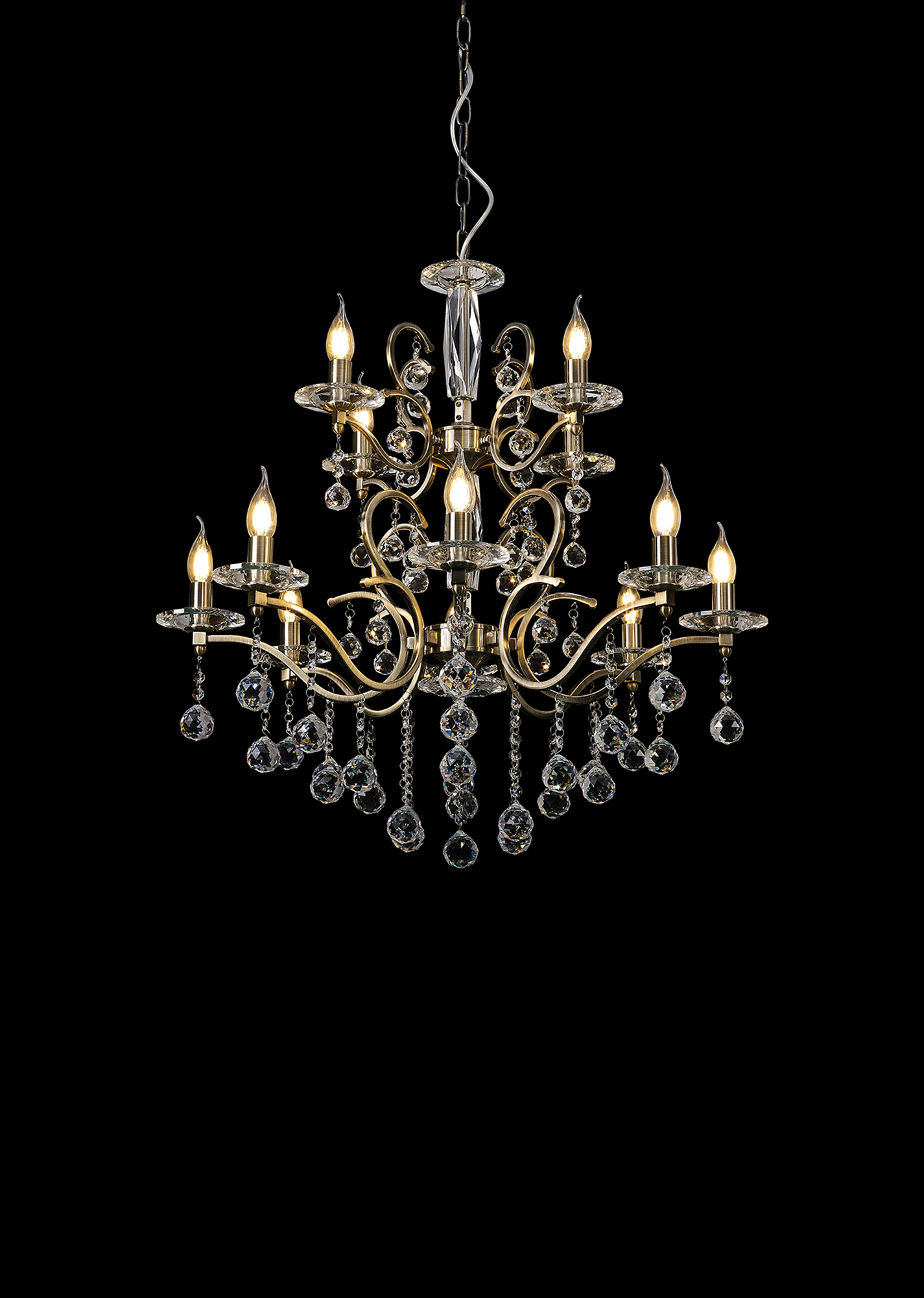 Zinta Antique Brass Crystal Ceiling Lights Diyas Tiered Crystal Fittings Zinta Antique Brass Crystal Ceiling Lights Diyas Tiered Crystal Fittings
